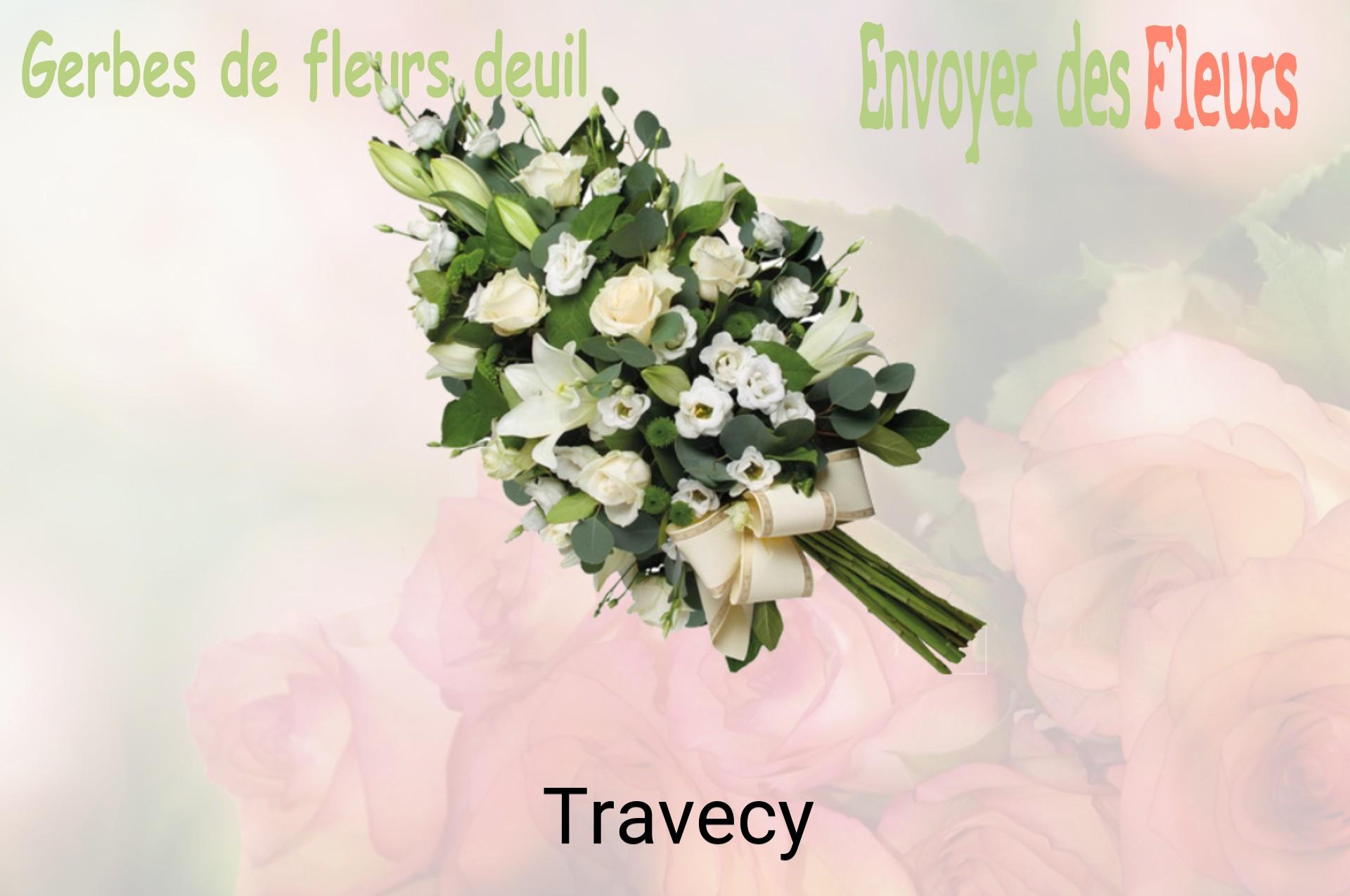 Gerbe de fleurs de deuil livrée à Travecy